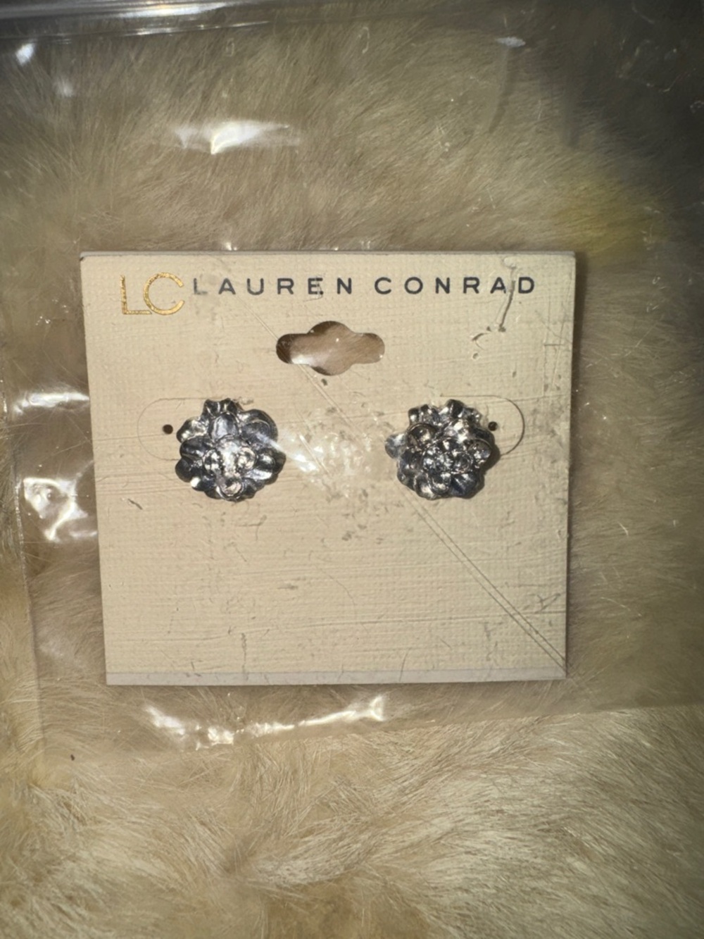 Lauren Conrad Silver Flower Stud Earrings NEW